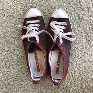 PRADA leather brown sneakers